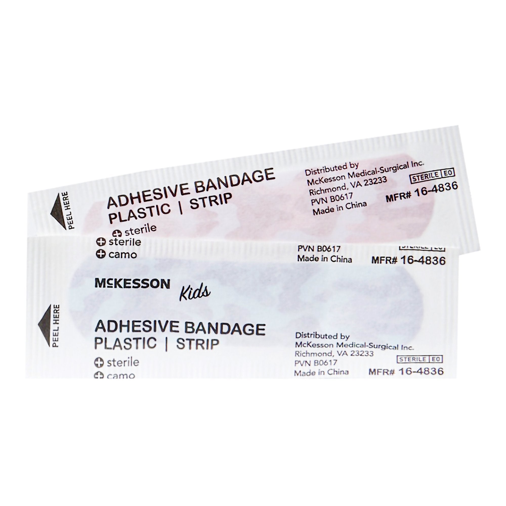 Adhesive Strip McKesson Kids™ 3/4 X 3 Inch Plastic Rectangle Kid Design (Blue / Pink Camo) Sterile - Image 2