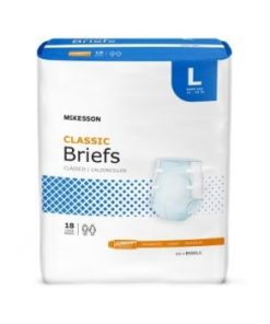 McKesson Lite Adult Incontinent Brief, Tab Closure Light Absorbency Large, Bag of 18