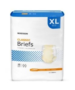 McKesson Lite Adult Incontinent Brief, Tab Closure Light Absorbency X-Large, Bag of 15